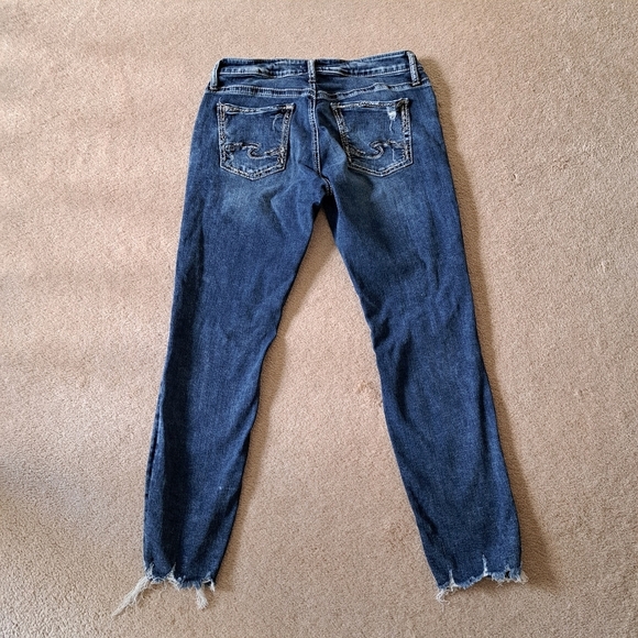 Silver Jeans Women's Boyfriend Jeans Size 29 Ankle Length Denim Distressed Blue - Picture 11 of 15